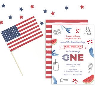 A Year Of Love Laughter And Fun All-american Party Invitation by DulceGrace at Zazzle
