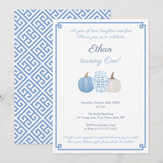 A Year Of Love Laughter And Fun Boy 1st Birthday Invitation (Front/Back)