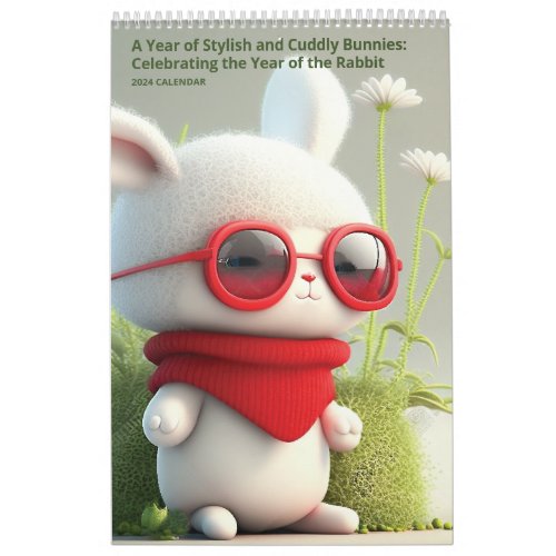 A Year of Stylish and Cuddly Bunnies clean style Calendar