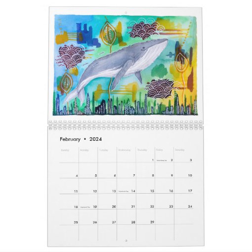 A Year of Wildlife- 2020 Illustrated Wall Calendar | Zazzle