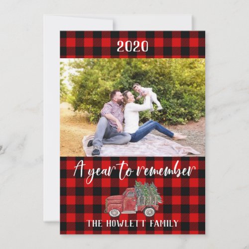 A Year to Remember 2020 Buffalo Plaid Photo Holiday Card