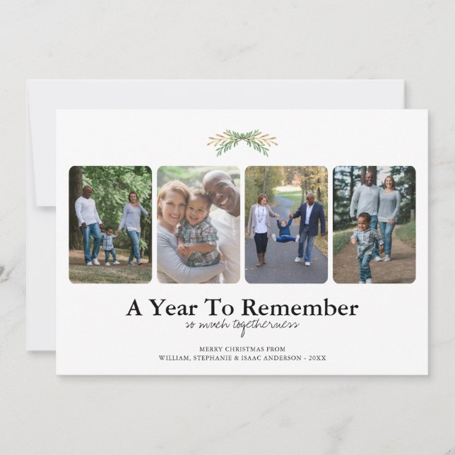 A Year To Remember 4 photos Christmas Holiday Card (Front)