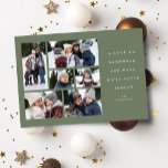 A year to remember  6 photo collage green holiday card<br><div class="desc">A year to remember! Commemorate the year with this six-photo collage holiday card with simple and classic type. The message reads "a year to remember and days we'll never forget" but it can be customized to say whatever you want. A stylish sage green backer is speckled with white stars and...</div>