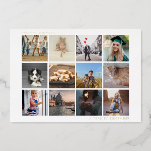 A Year To Remember Family Photo Collage Christmas Foil Holiday Card