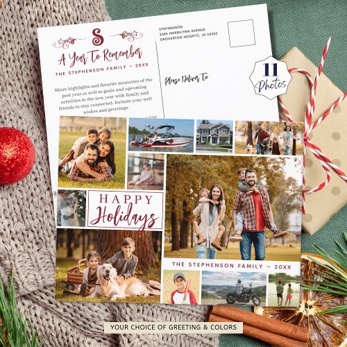 A Year To Remember HAPPY HOLIDAYS 11 Photo Collage Holiday Postcard