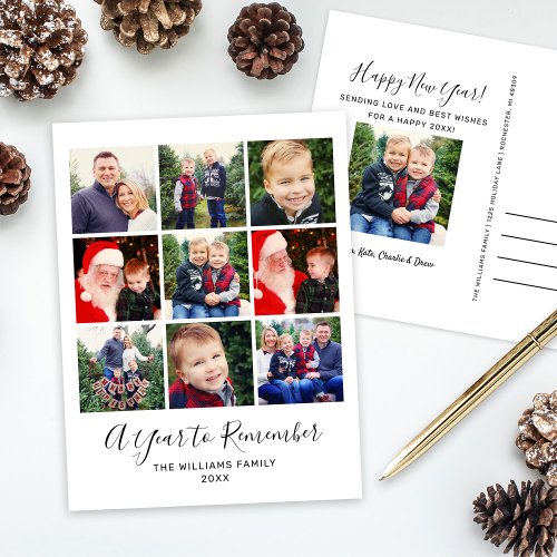 A Year to Remember Happy New Year Photo Collage Holiday Postcard