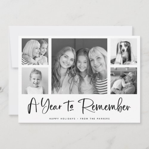 A Year to Remember  Minimalist Photo Grid Holiday Card