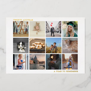 A Year To Remember Photo Collage Modern Christmas Foil Holiday Card