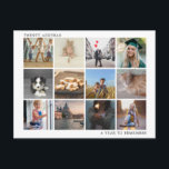 A Year To Remember Photo Collage Modern Christmas Holiday Postcard<br><div class="desc">Send out holiday cheer with this modern "Year in Review" Christmas postcard featuring twelve square photos in a simple collage. At the top left is the year spelled out and at the bottom right is the message, "A Year To Remember". The backside has a template for you to add your...</div>