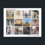 A Year To Remember Photo Collage Modern Christmas Holiday Postcard<br><div class="desc">Send out holiday cheer with this modern "Year in Review" Christmas postcard featuring twelve square photos in a simple collage. At the top left is the year spelled out and at the bottom right is the message, "A Year To Remember". The backside has a template for you to add your...</div>