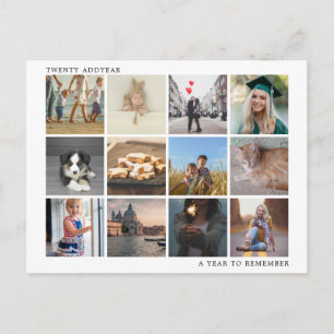 A Year To Remember Photo Collage Modern Christmas Holiday Postcard