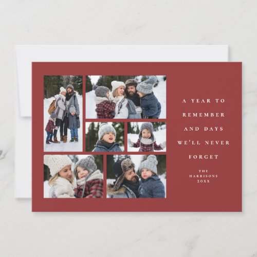 A year to remember sentimental photo collage holiday card