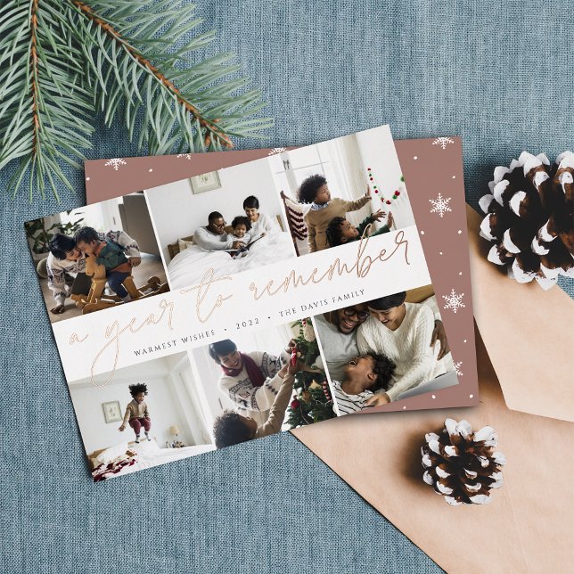 A Year to Remember | Year in Review Photo Collage Foil Holiday Card (Creator Uploaded)