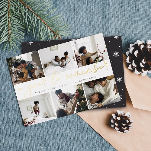 A Year to Remember  Year in Review Photo Collage Foil Holiday Card