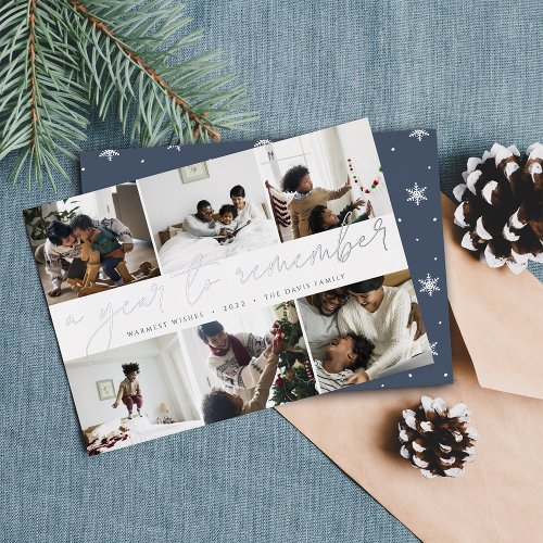 A Year to Remember  Year in Review Photo Collage Foil Holiday Card