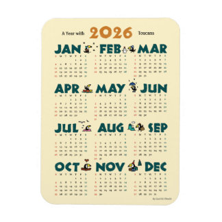 A Year with Toucans: Calendar 2026 マグネットカード Magnet