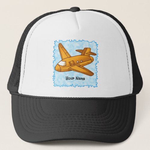 A Yellow Airplane Trucker Hat