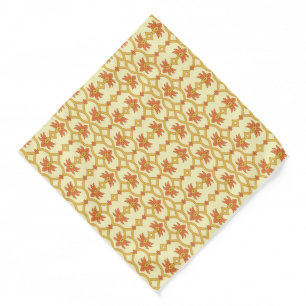 a yellow and white background with an intricate de bandana