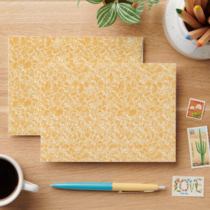 a yellow and white background with small white dot envelope