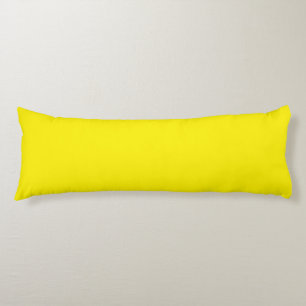 a yellow background with a black border body pillow
