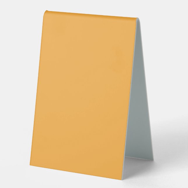 a yellow background with a black border table tent (Front)