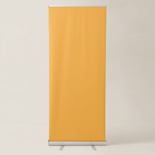 a yellow background with a retractable banner