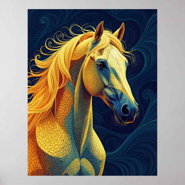 A yellow blue horse poster (Front)