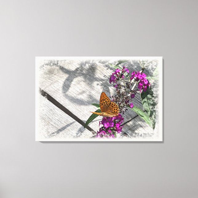 A yellow butterfly canvas print (Front)