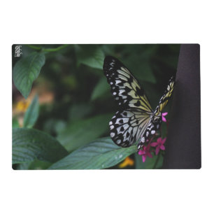 A Yellow Butterfly on Pink Flowers Placemat