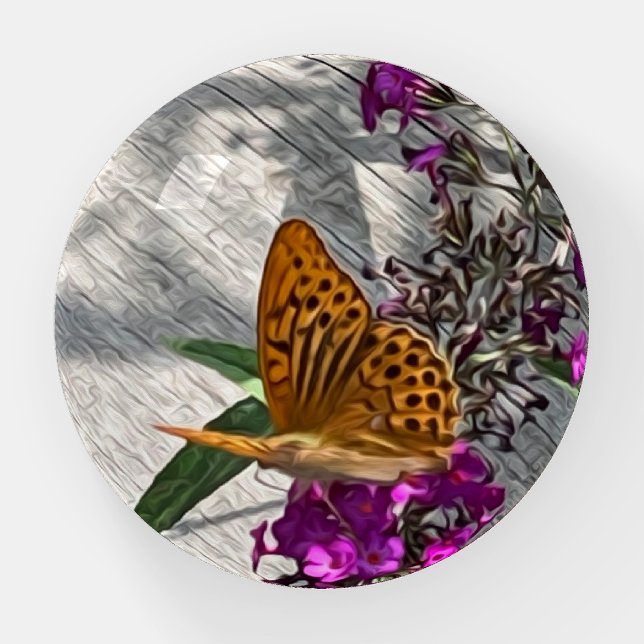 A yellow butterfly paperweight (Front)