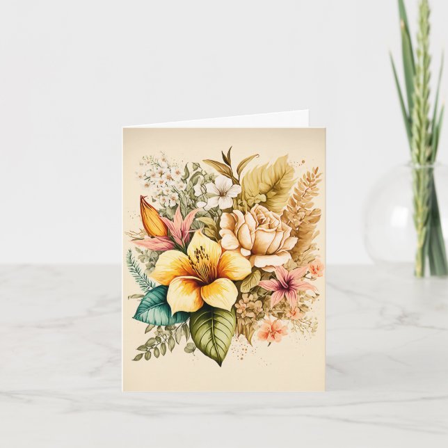 A Yellow Flower Bundle Bouquet For Your Valentines Holiday Card (Front)