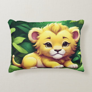 A Yellow Lion Cub in the Jungle Accent Pillow