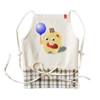A yellow monster with a balloon cartoon zazzle HEART apron