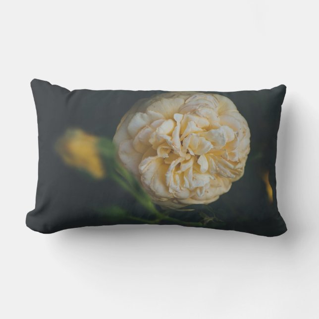 A yellow rose lumbar pillow (Front)