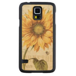 A Yellow Sunflower Carved Maple Galaxy S5 Slim Case