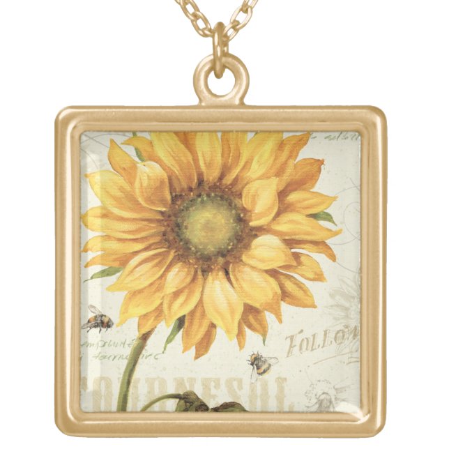 A Yellow Sunflower Gold Plated Necklace (Front)