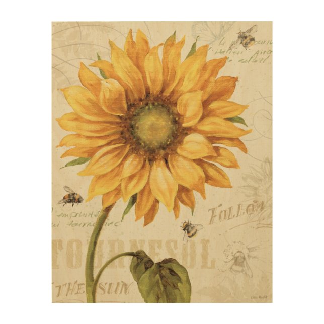 A Yellow Sunflower Wood Wall Decor (Front)