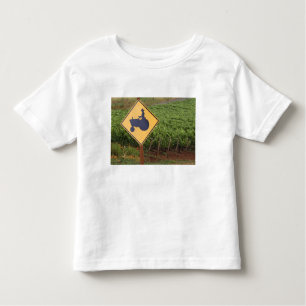 A yellow tractor crossing sign in the vineyard toddler t-shirt