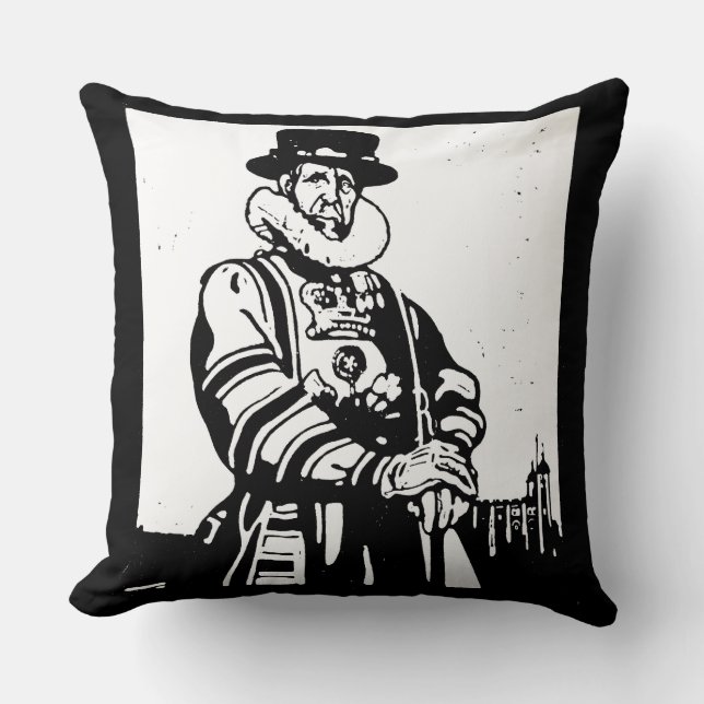 A Yeoman Warder or Beefeater Throw Pillow (Front)