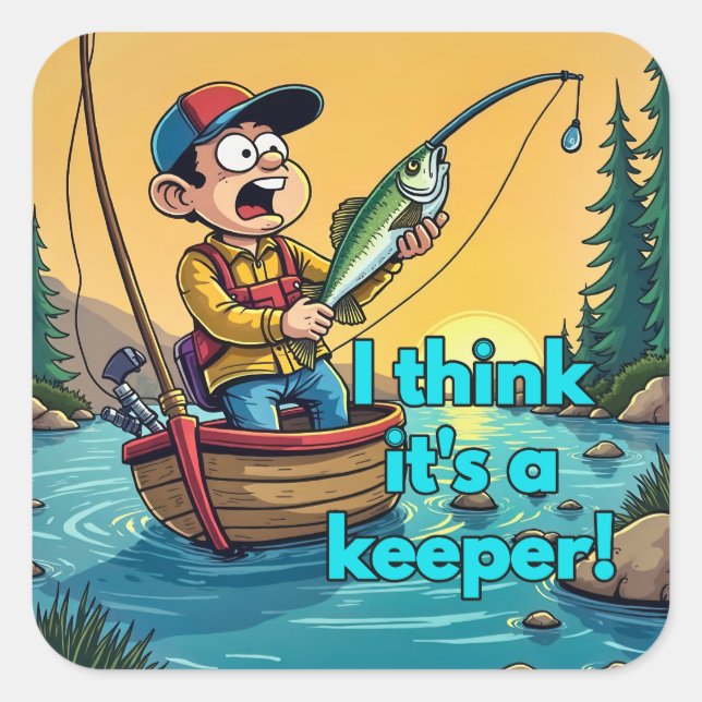  A Young Angler's Surprise Square Sticker (Front)