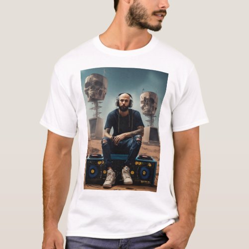 A Young Bald Mans Bold Fashion Statement in 8k T_Shirt