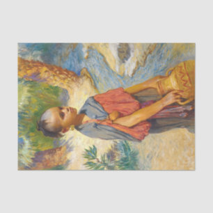 A young girl by a river by Arthur Bridgman Tissue Paper