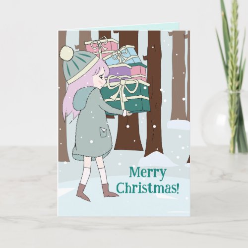 A YOUNG GIRL CHRISTMAS CARD