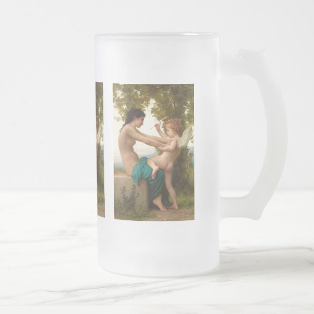 A Young Girl Defending Herself Against Eros Frosted Glass Beer Mug (Right)