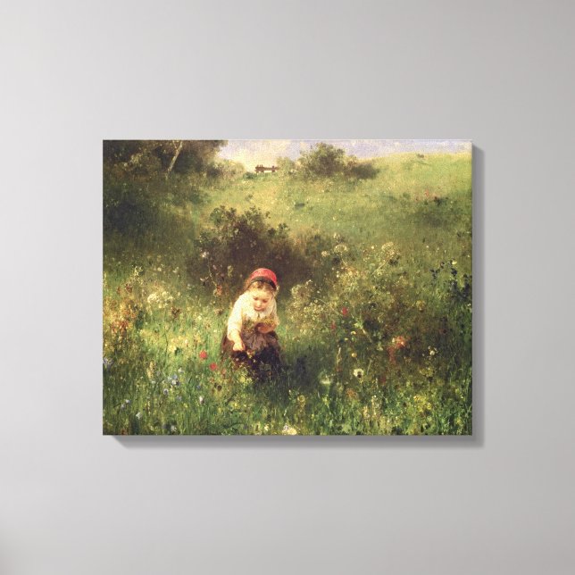 A Young Girl in a Field Canvas Print (Front)