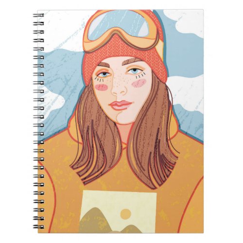 a young girl in ski gear notebook