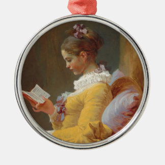 A Young Girl Reading, The Reader by J. Fragonard Metal Ornament