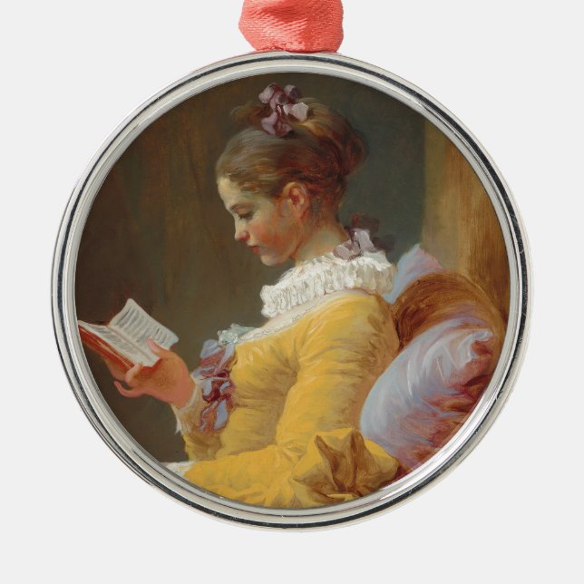 A Young Girl Reading, The Reader by J. Fragonard Metal Ornament (Front)