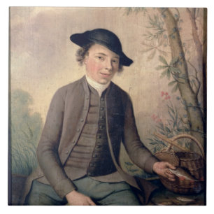 A Young Man Gutting Fish, 1782 (panel) Tile