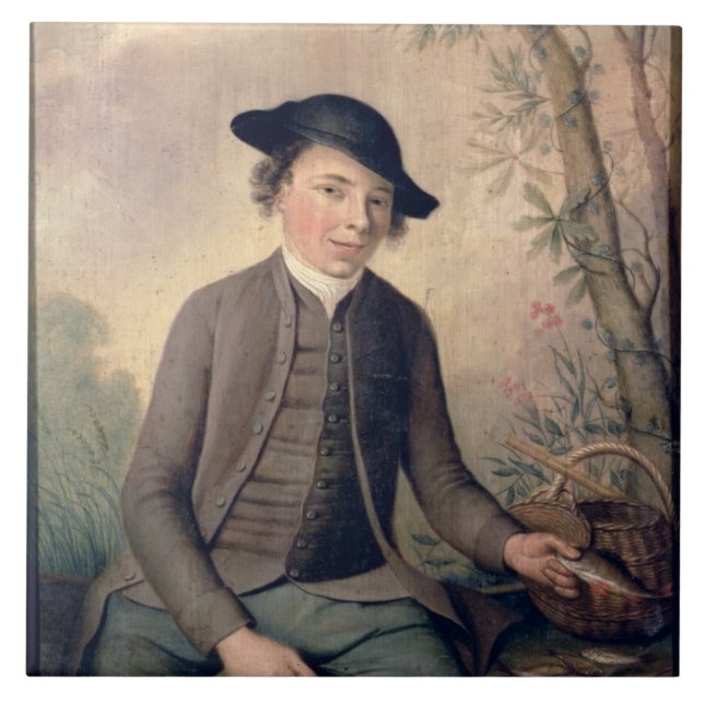 A Young Man Gutting Fish, 1782 (panel) Tile (Front)